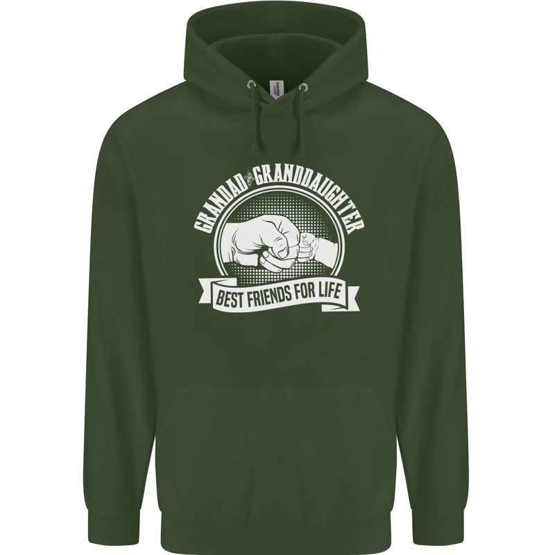 Grandad & Granddaughter Best Friends Mens 80% Cotton Hoodie Forest Green