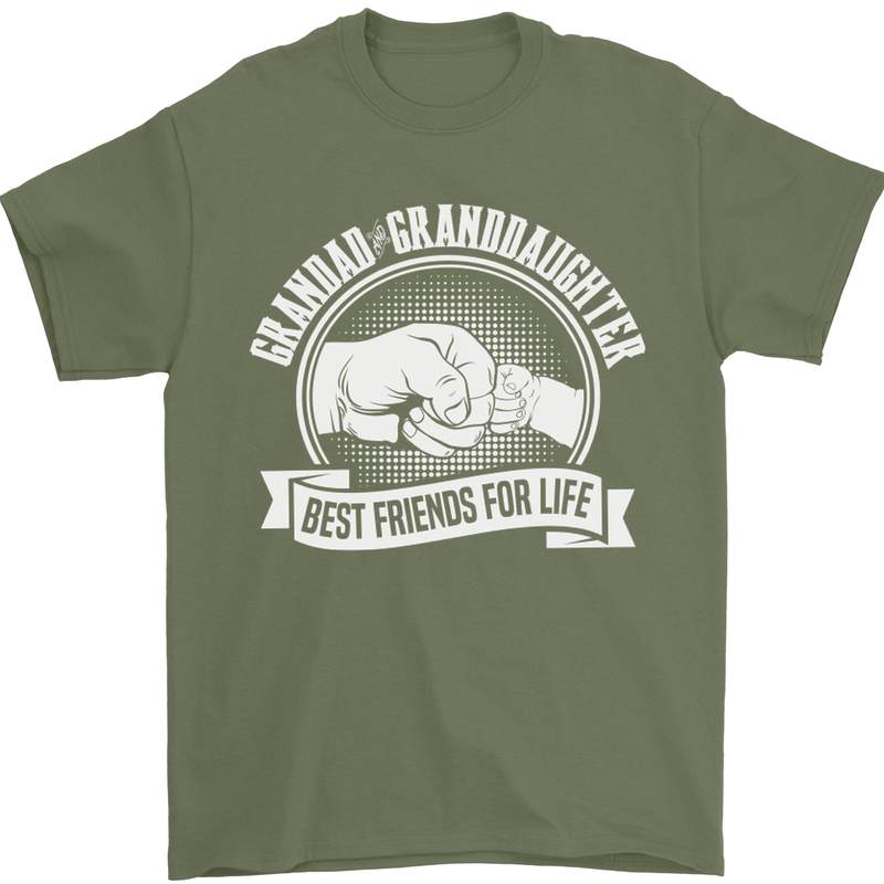 Grandad & Granddaughter Best Friends Mens T-Shirt Cotton Gildan Military Green