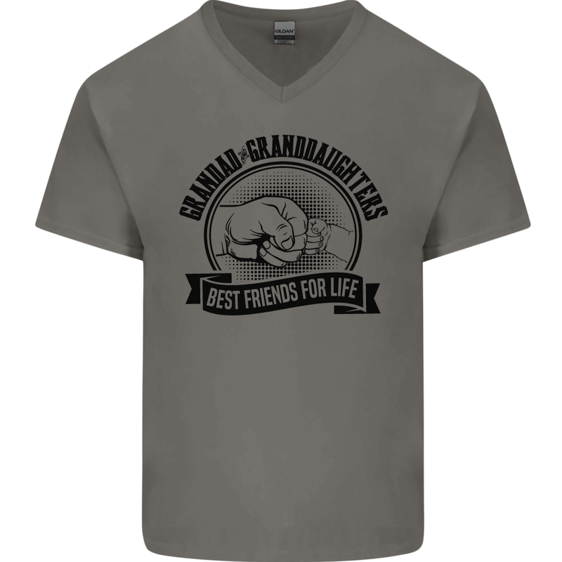Grandad & Granddaughters Grandparent's Day Mens V-Neck Cotton T-Shirt Charcoal