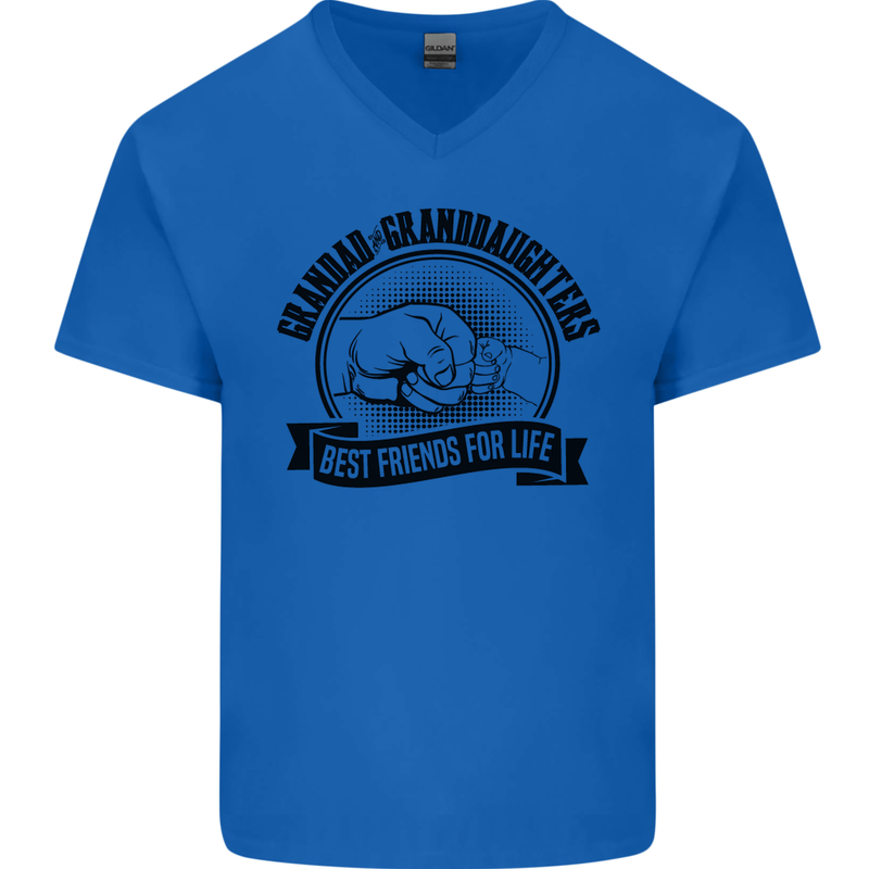 Grandad & Granddaughters Grandparent's Day Mens V-Neck Cotton T-Shirt Royal Blue