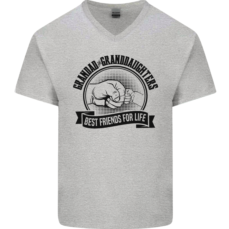 Grandad & Granddaughters Grandparent's Day Mens V-Neck Cotton T-Shirt Sports Grey