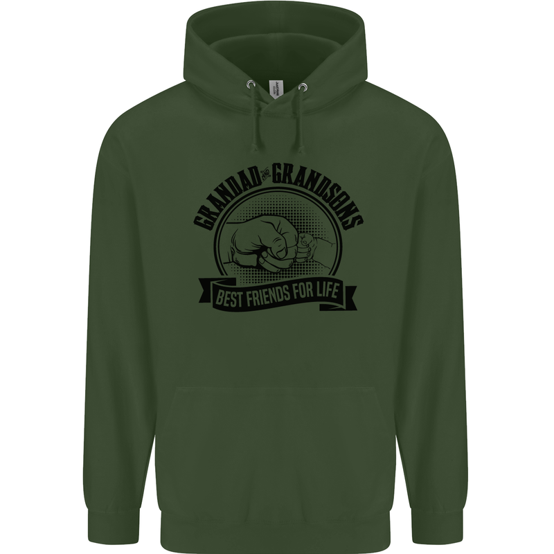Grandad & Grandsons Grandparent's Day Childrens Kids Hoodie Forest Green