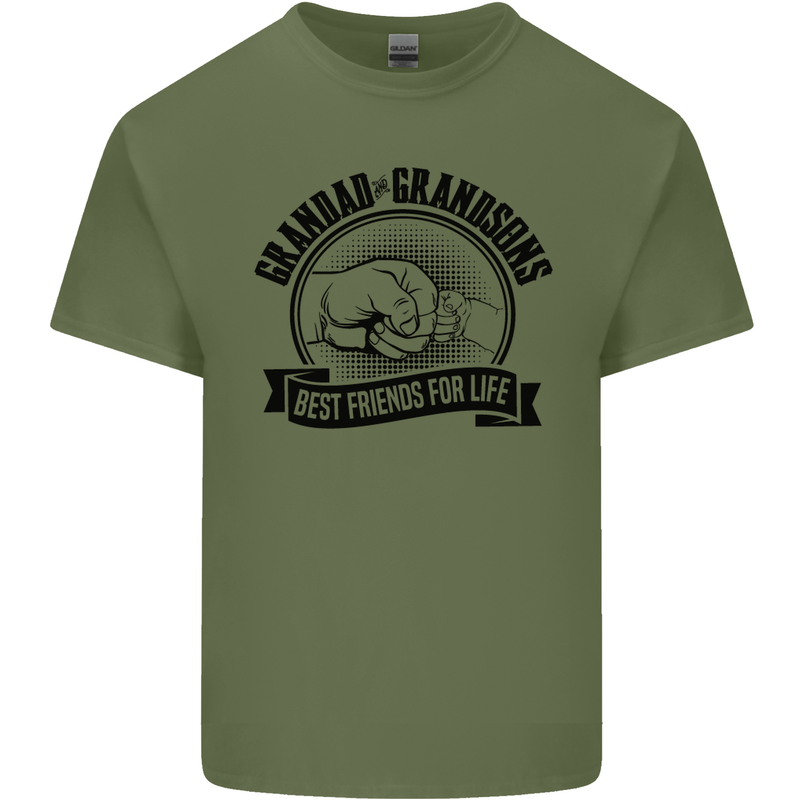 Grandad & Grandsons Grandparent's Day Mens Cotton T-Shirt Tee Top Military Green