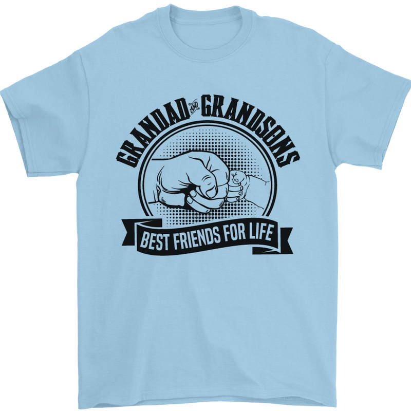 Grandad & Grandsons Grandparent's Day Mens T-Shirt Cotton Gildan Light Blue