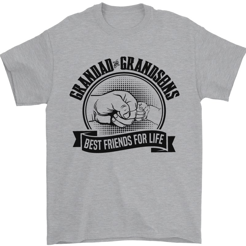 Grandad & Grandsons Grandparent's Day Mens T-Shirt Cotton Gildan Sports Grey
