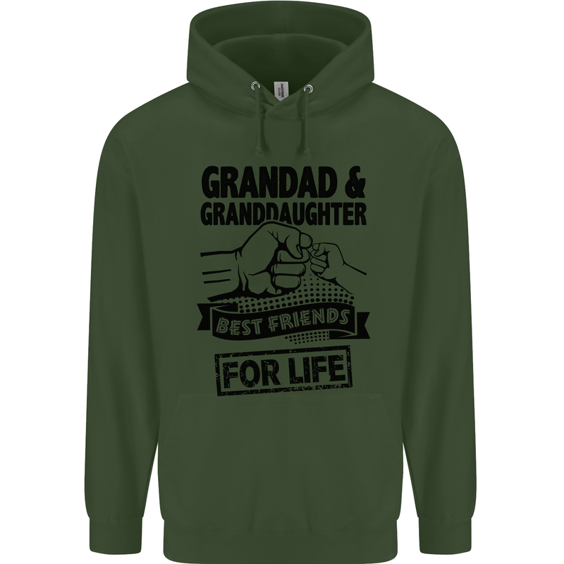 Grandad and Granddaughter Grandparent's Day Childrens Kids Hoodie Forest Green