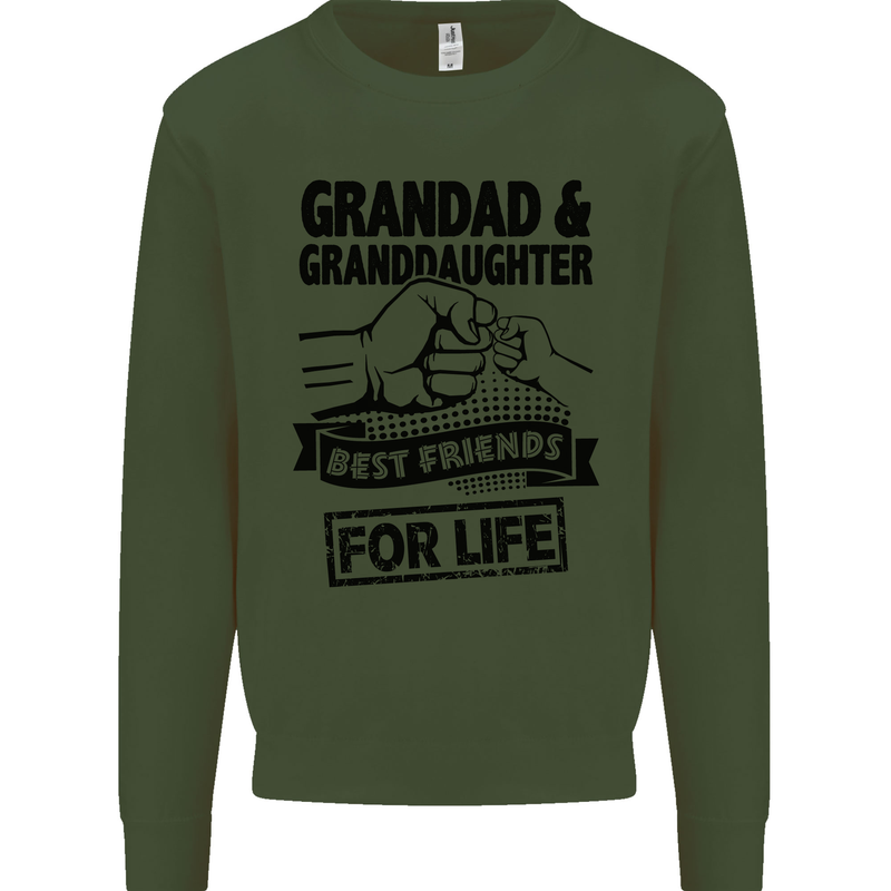 Grandad and Granddaughter Grandparent's Day Kids Sweatshirt Jumper Forest Green