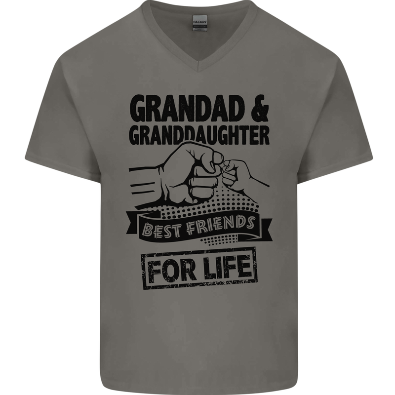Grandad and Granddaughter Grandparent's Day Mens V-Neck Cotton T-Shirt Charcoal