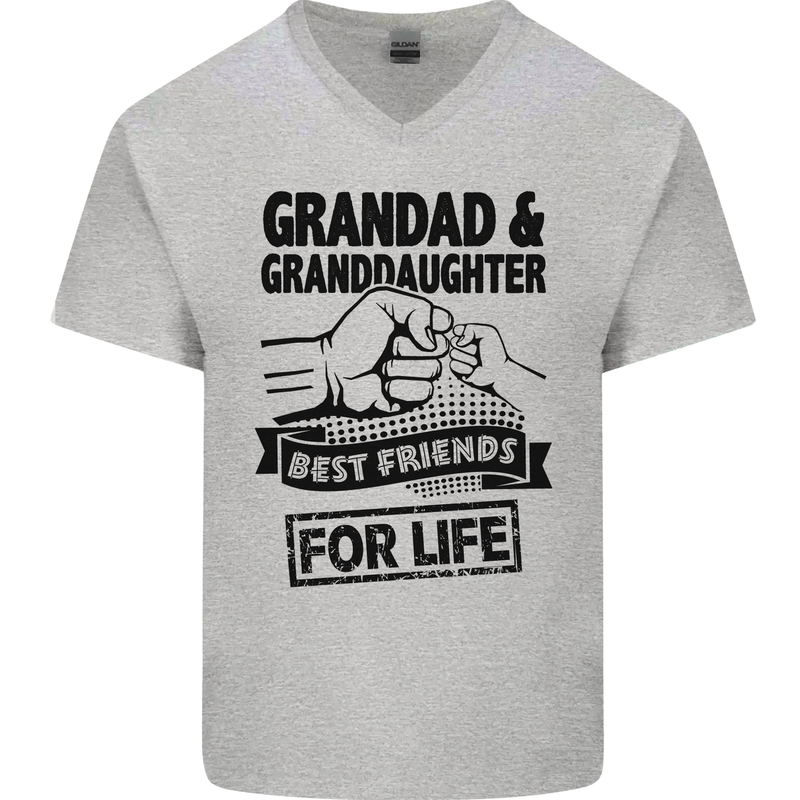 Grandad and Granddaughter Grandparent's Day Mens V-Neck Cotton T-Shirt Sports Grey