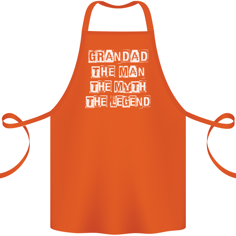 Grandad the Man Myth Legend Funny Cotton Apron 100% Organic Orange