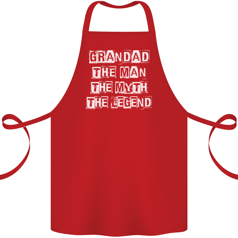 Grandad the Man Myth Legend Funny Cotton Apron 100% Organic Red