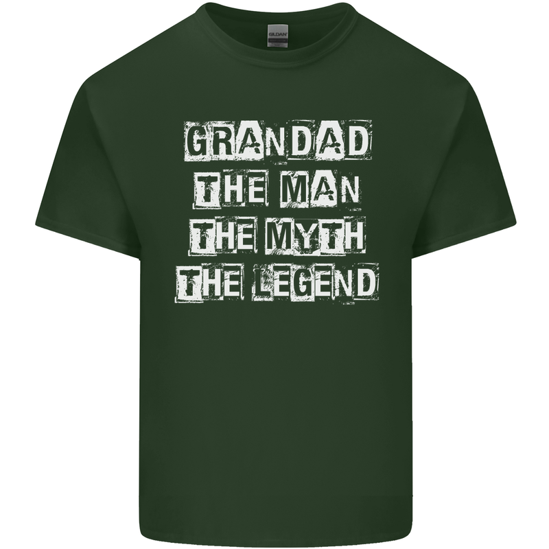 Grandad the Man Myth Legend Funny Mens Cotton T-Shirt Tee Top Forest Green