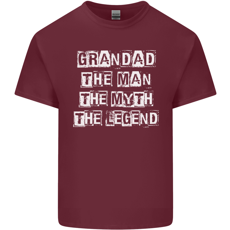 Grandad the Man Myth Legend Funny Mens Cotton T-Shirt Tee Top Maroon