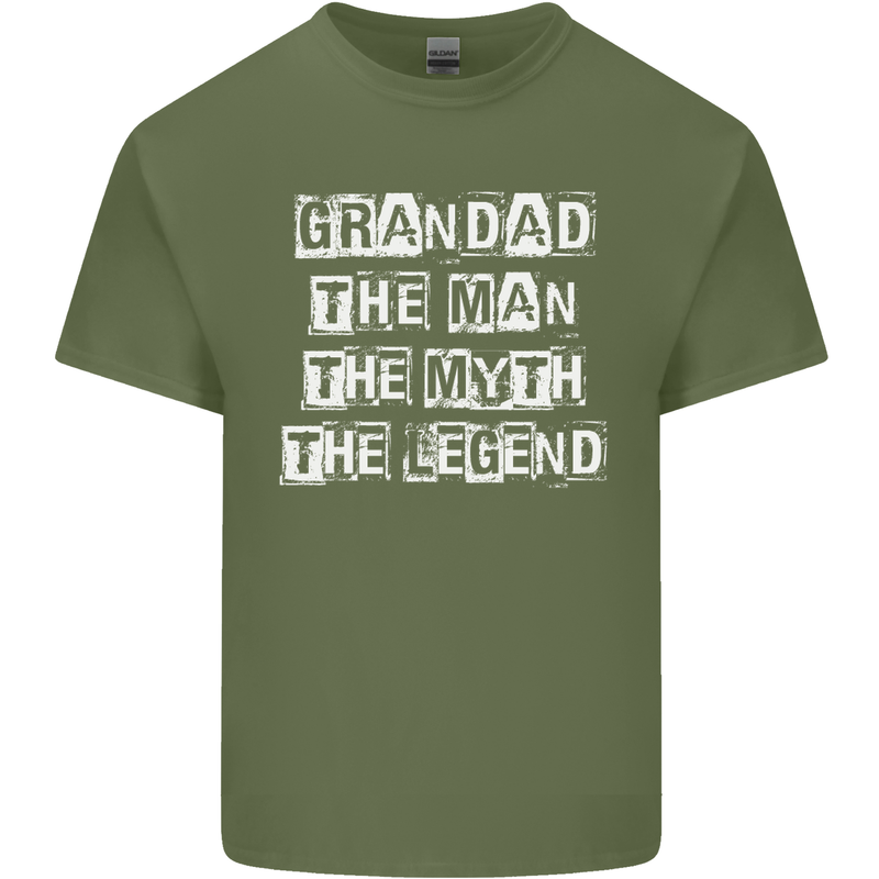 Grandad the Man Myth Legend Funny Mens Cotton T-Shirt Tee Top Military Green