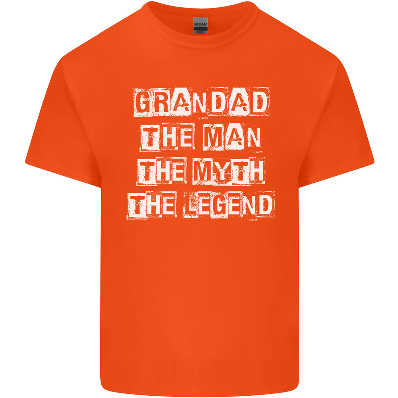 Grandad the Man Myth Legend Funny Mens Cotton T-Shirt Tee Top Orange