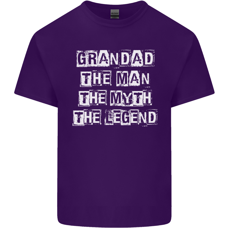 Grandad the Man Myth Legend Funny Mens Cotton T-Shirt Tee Top Purple