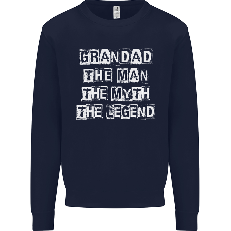 Grandad the Man Myth Legend Funny Mens Sweatshirt Jumper Navy Blue