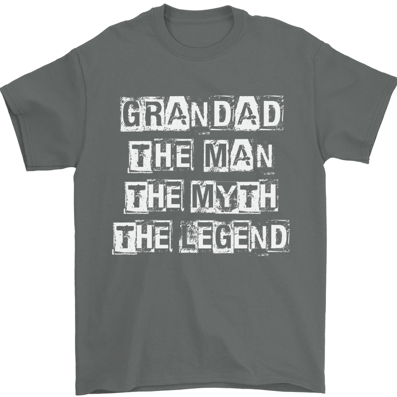 Grandad the Man Myth Legend Funny Mens T-Shirt Cotton Gildan Charcoal