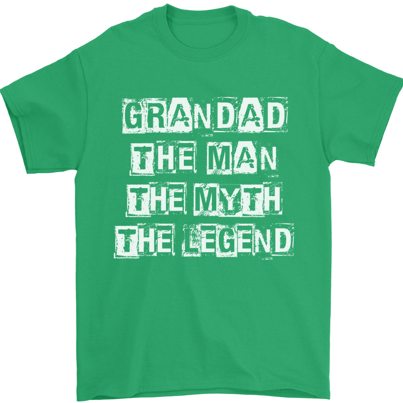 Grandad the Man Myth Legend Funny Mens T-Shirt Cotton Gildan Irish Green