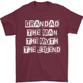 Grandad the Man Myth Legend Funny Mens T-Shirt Cotton Gildan Maroon