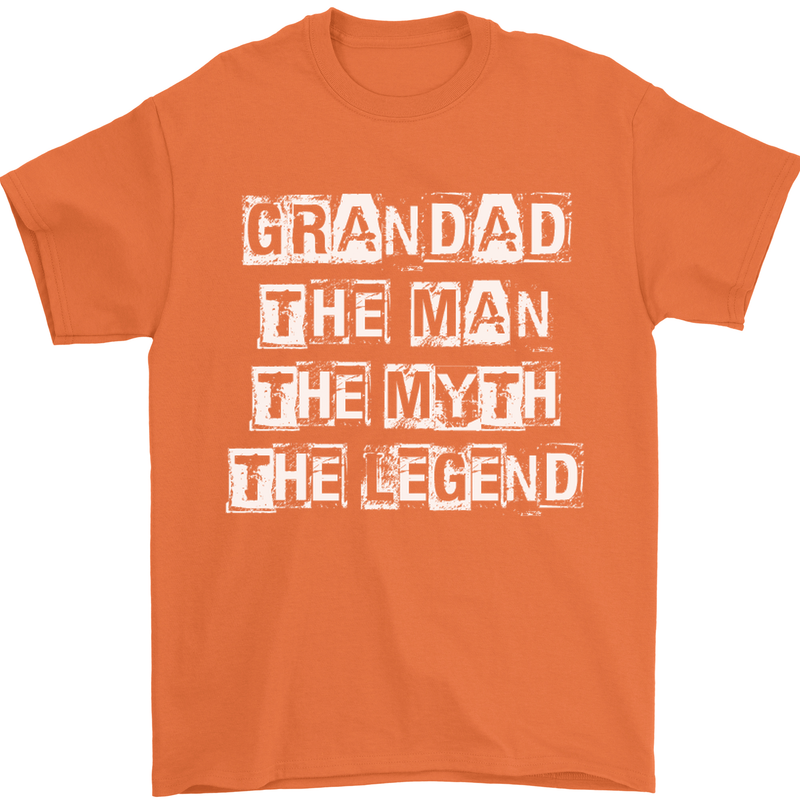 Grandad the Man Myth Legend Funny Mens T-Shirt Cotton Gildan Orange