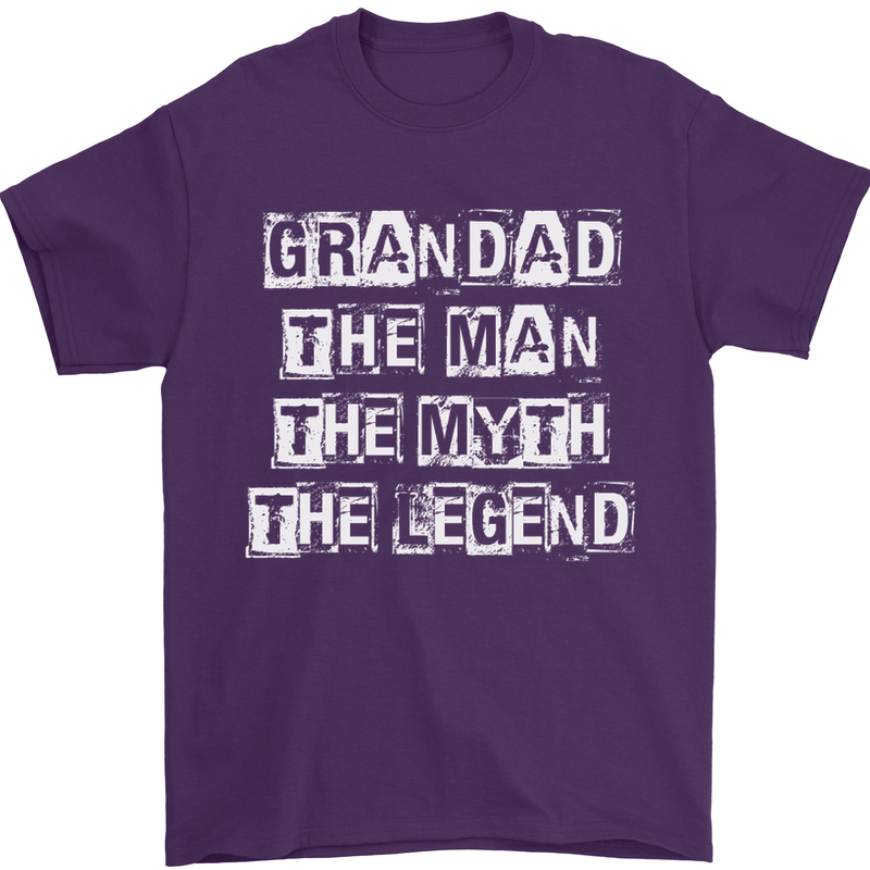 Grandad the Man Myth Legend Funny Mens T-Shirt Cotton Gildan Purple