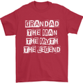 Grandad the Man Myth Legend Funny Mens T-Shirt Cotton Gildan Red