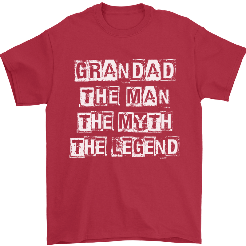 Grandad the Man Myth Legend Funny Mens T-Shirt Cotton Gildan Red