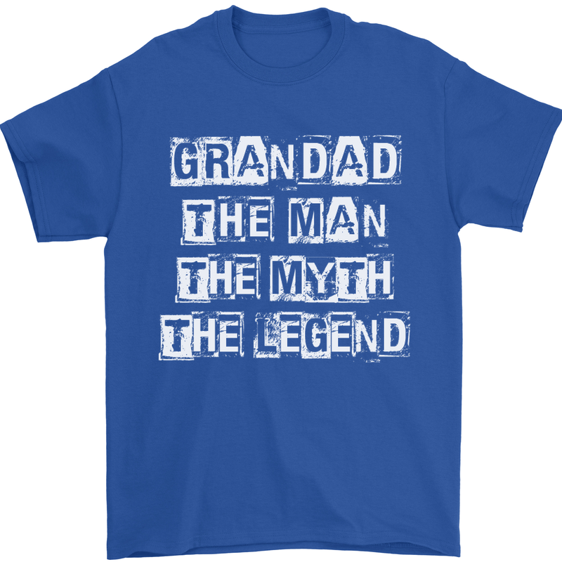 Grandad the Man Myth Legend Funny Mens T-Shirt Cotton Gildan Royal Blue