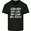 Grandad the Man Myth Legend Funny Mens V-Neck Cotton T-Shirt Black