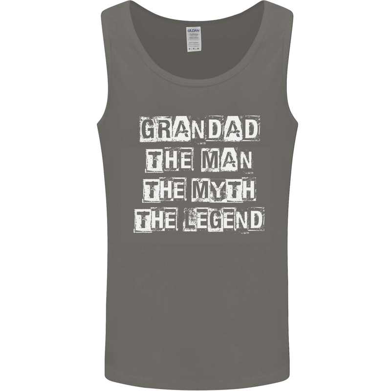 Grandad the Man Myth Legend Funny Mens Vest Tank Top Charcoal