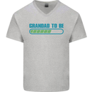 Grandad to Be Newborn Baby Grandparent Mens V-Neck Cotton T-Shirt Sports Grey