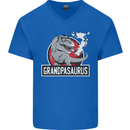 Grandpa Grandpasaurus Grandparent's Day Mens V-Neck Cotton T-Shirt Royal Blue