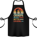 Grandpa Man Myth Legend Funny Fathers Day Cotton Apron 100% Organic Black