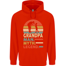 Grandpa Man Myth Legend Funny Fathers Day Mens 80% Cotton Hoodie Bright Red