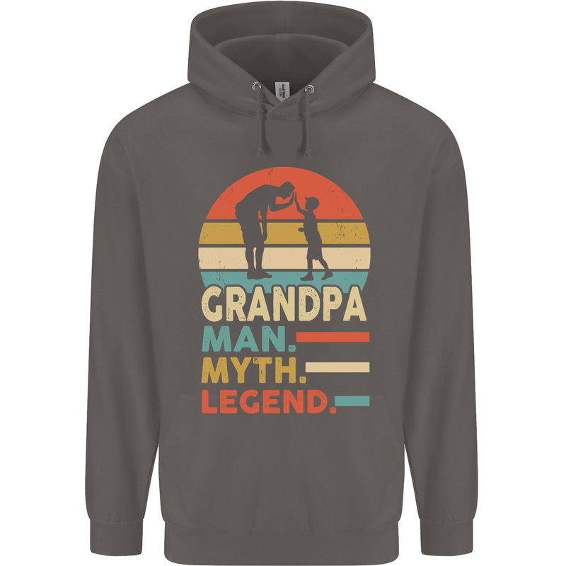 Grandpa Man Myth Legend Funny Fathers Day Mens 80% Cotton Hoodie Charcoal