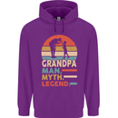 Grandpa Man Myth Legend Funny Fathers Day Mens 80% Cotton Hoodie Purple