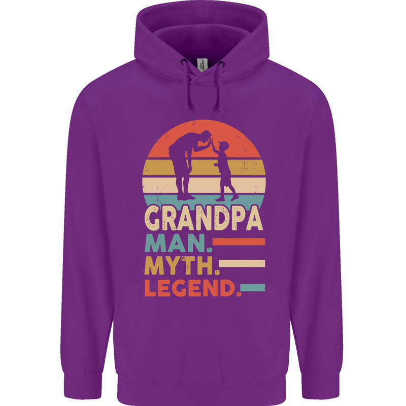 Grandpa Man Myth Legend Funny Fathers Day Mens 80% Cotton Hoodie Purple