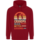 Grandpa Man Myth Legend Funny Fathers Day Mens 80% Cotton Hoodie Red