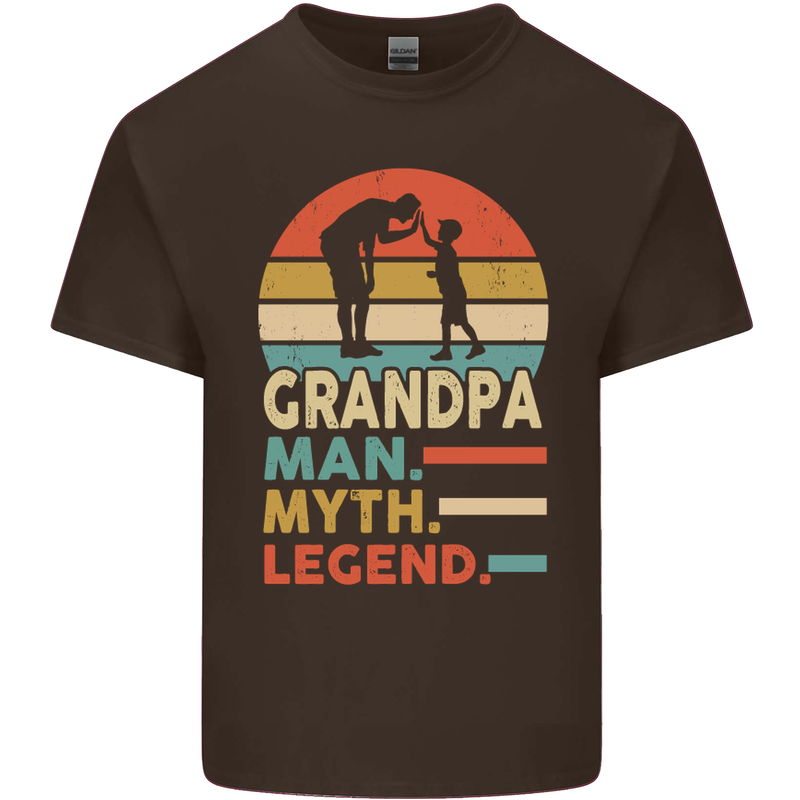 Grandpa Man Myth Legend Funny Fathers Day Mens Cotton T-Shirt Tee Top Dark Chocolate