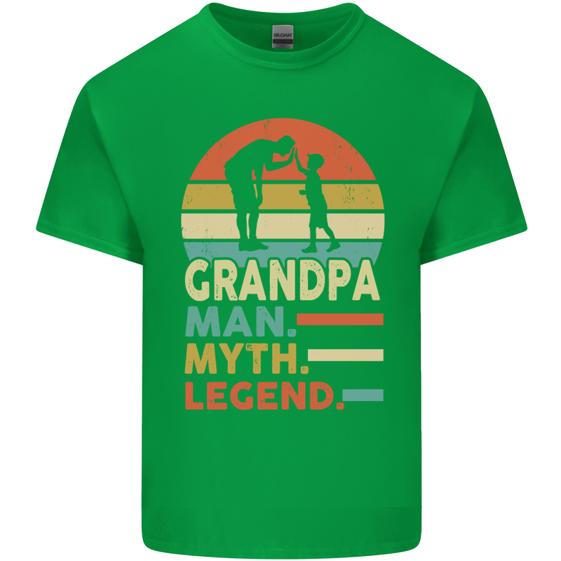 Grandpa Man Myth Legend Funny Fathers Day Mens Cotton T-Shirt Tee Top Irish Green