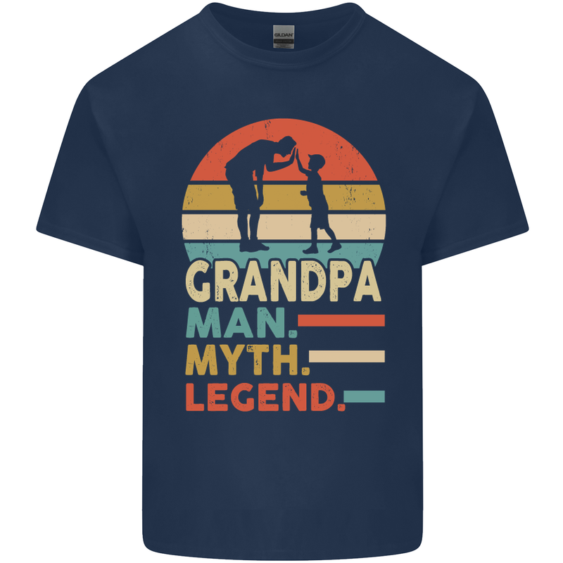 Grandpa Man Myth Legend Funny Fathers Day Mens Cotton T-Shirt Tee Top Navy Blue