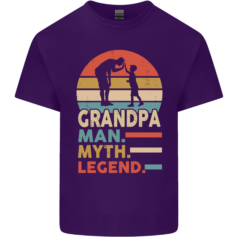 Grandpa Man Myth Legend Funny Fathers Day Mens Cotton T-Shirt Tee Top Purple