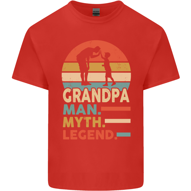 Grandpa Man Myth Legend Funny Fathers Day Mens Cotton T-Shirt Tee Top Red