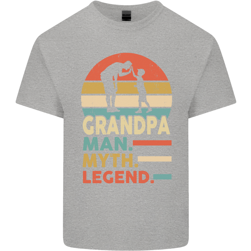 Grandpa Man Myth Legend Funny Fathers Day Mens Cotton T-Shirt Tee Top Sports Grey