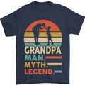 Grandpa Man Myth Legend Funny Fathers Day Mens T-Shirt Cotton Gildan Navy Blue