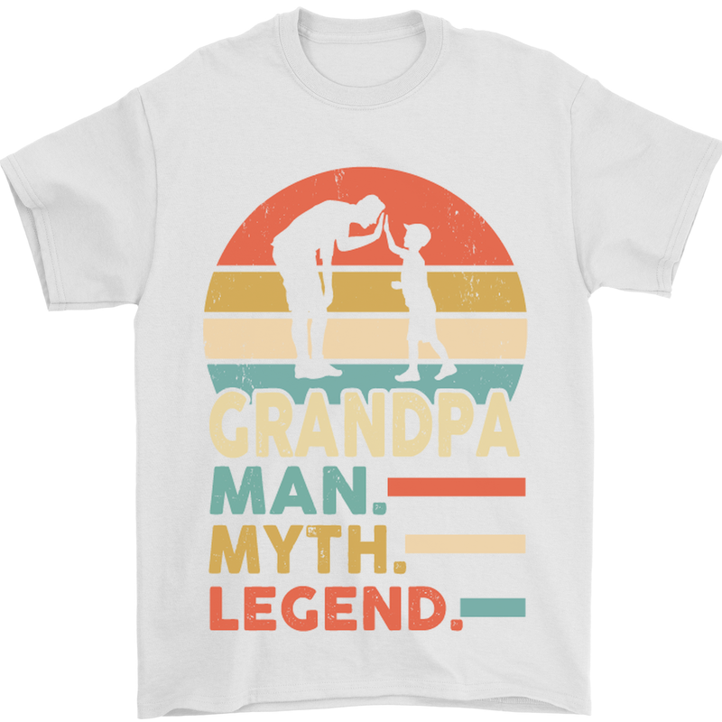 Grandpa Man Myth Legend Funny Fathers Day Mens T-Shirt Cotton Gildan White