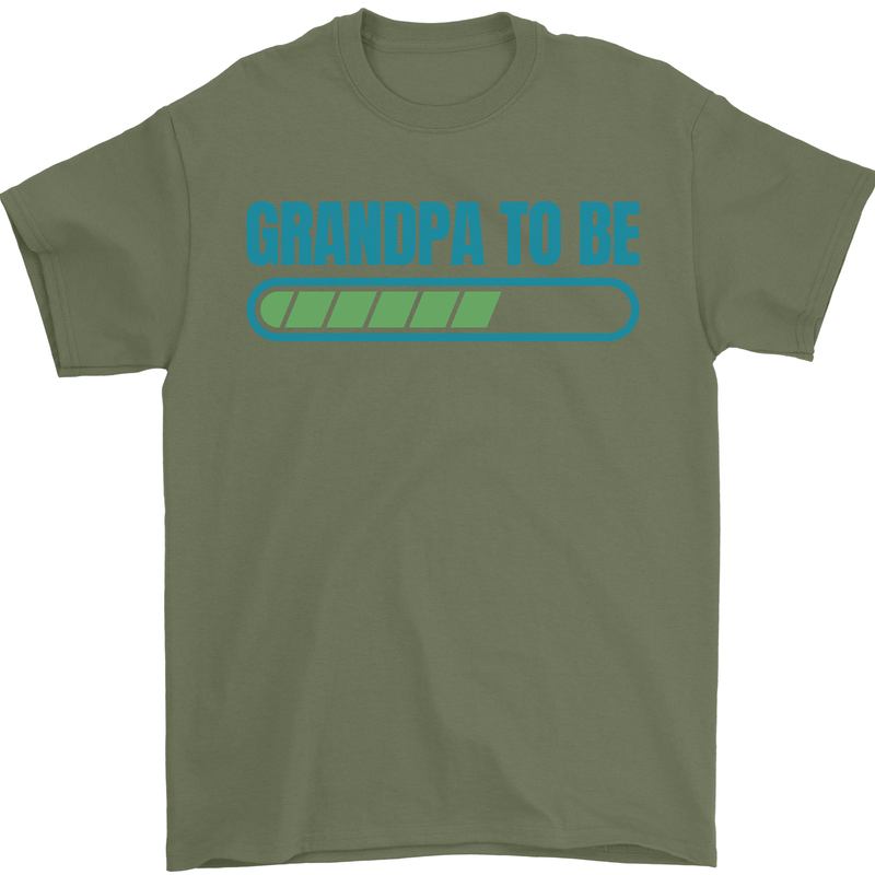 Grandpa to Be Funny New Baby Birth Mens T-Shirt Cotton Gildan Military Green