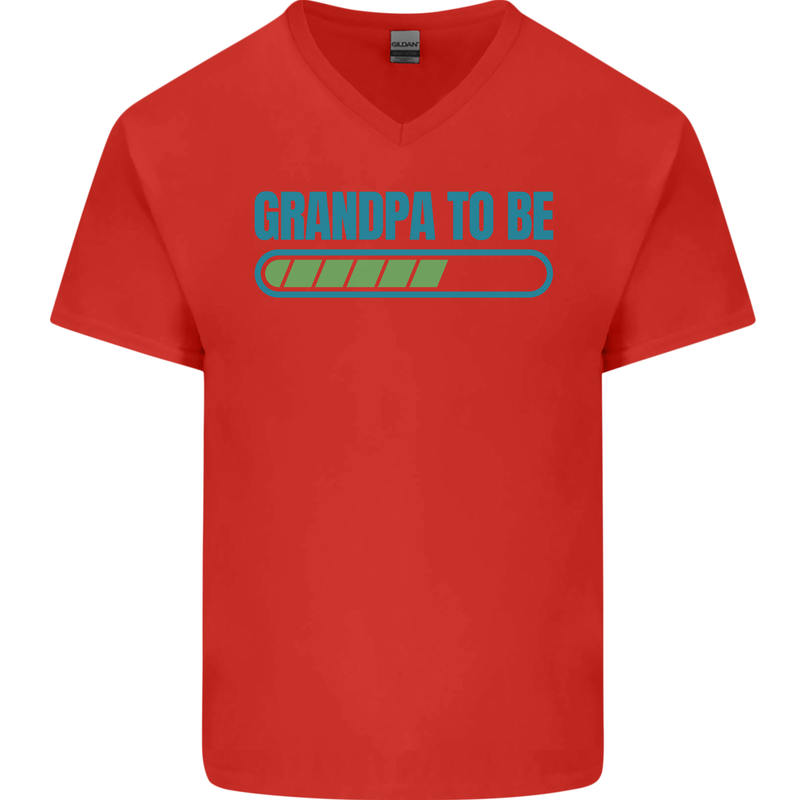 Grandpa to Be Funny New Baby Birth Mens V-Neck Cotton T-Shirt Red