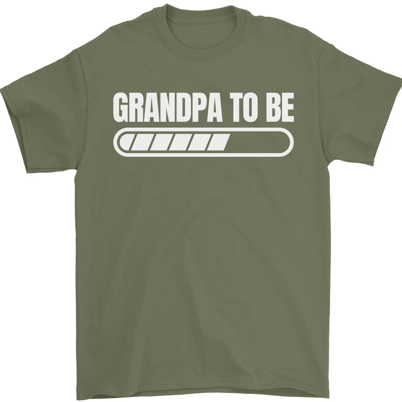 Grandpa to Be Newborn Baby Grandparent Mens T-Shirt Cotton Gildan Military Green